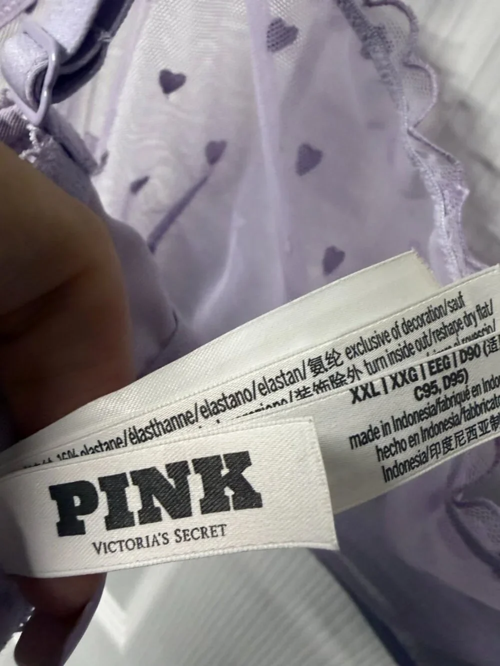 PINK Victoria's Secret Lavender Heart Mesh Scoop Bralette XXL